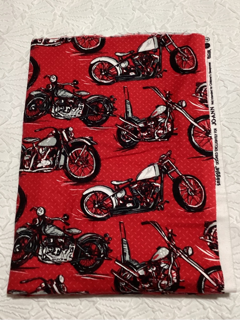 JoAnn Super Snuggle Fabric Motorcycle Print